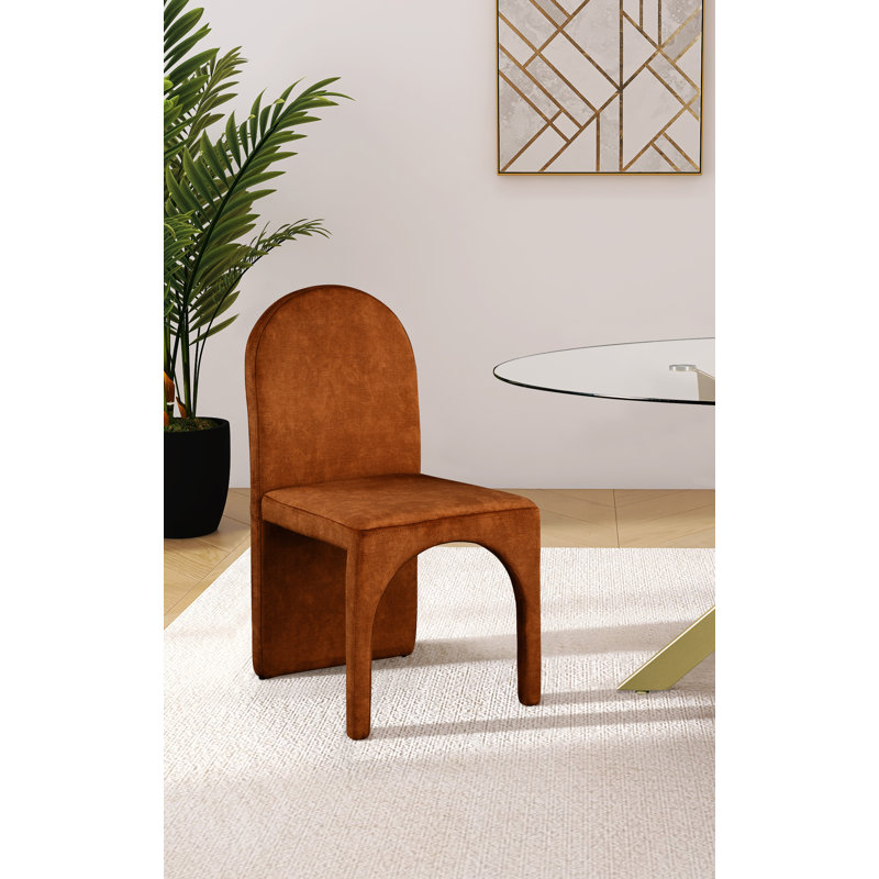 Carpathia 18.5'' H Velvet Upholstered Side Chair, Cognac Velvet