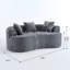 Canapé en forme de croissant de style moderne à dossier bas avec coussins profonds, comprenant un canapé à trois places rembourré de mousse qui ne nécessite aucun assemblage (tissu chenille gris)-1906896448-1906896451