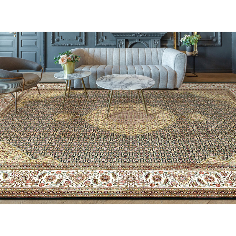 Tapis rectangulaire en laine noué à la main