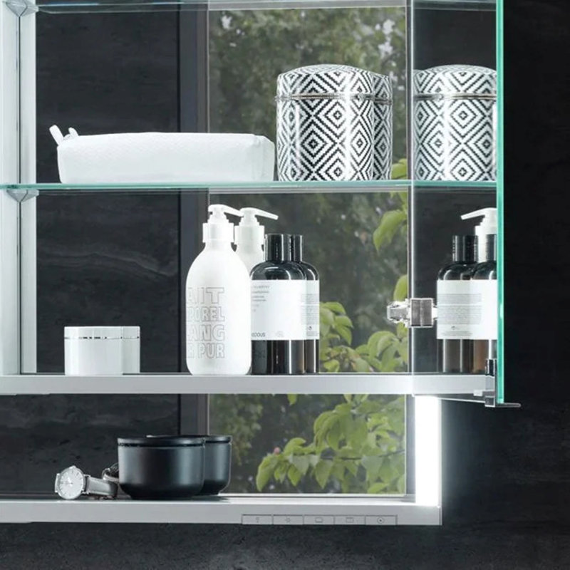 65mm W 73.5mm H Surface Frameless Medicine Cabinet Mirror 2 Adjustable