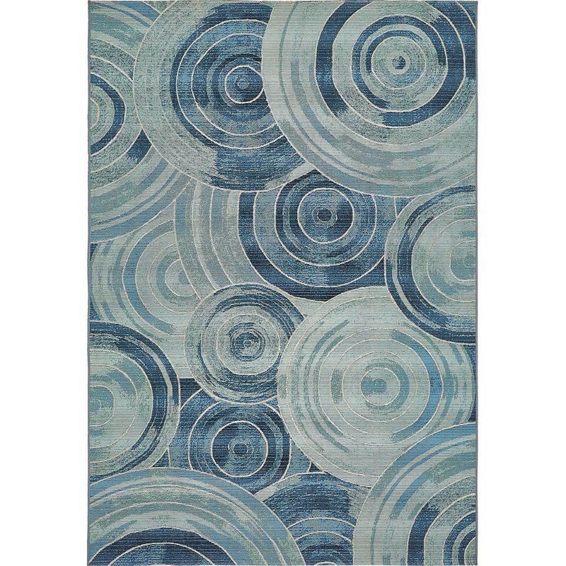 Tapis intérieur / extérieur bleu clair Deweese, Rectangle 4 pi 1 po x 6 pi 1 po