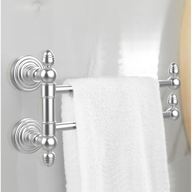 Barre à serviettes murale 2 bras pivotant Beresford, Nickel satiné