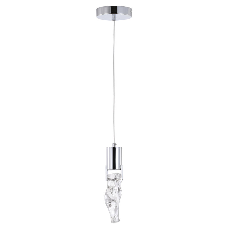 Luminaire suspendu 1 lumière avec pierre de cristal transparente, Argent
