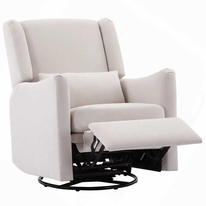 Fauteuil inclinable à bascule pivotant à oreilles de 29,5 po de largeur, fauteuil inclinable berçant et oscillant, fauteuil à bascule pour chambre à coucher, lin