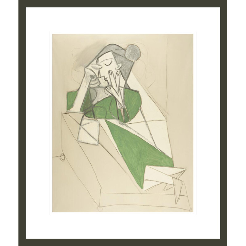 Femme étendue lisant par Pablo Picasso, impression giclée sur cadre, H 20,91 po x l 17,75 po