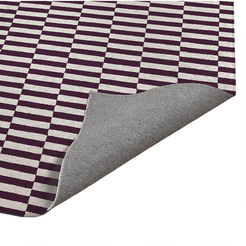 Tapis de cuisine à profil bas Off Stripe, Aubergine, Rectangle 5 pi x 7 pi