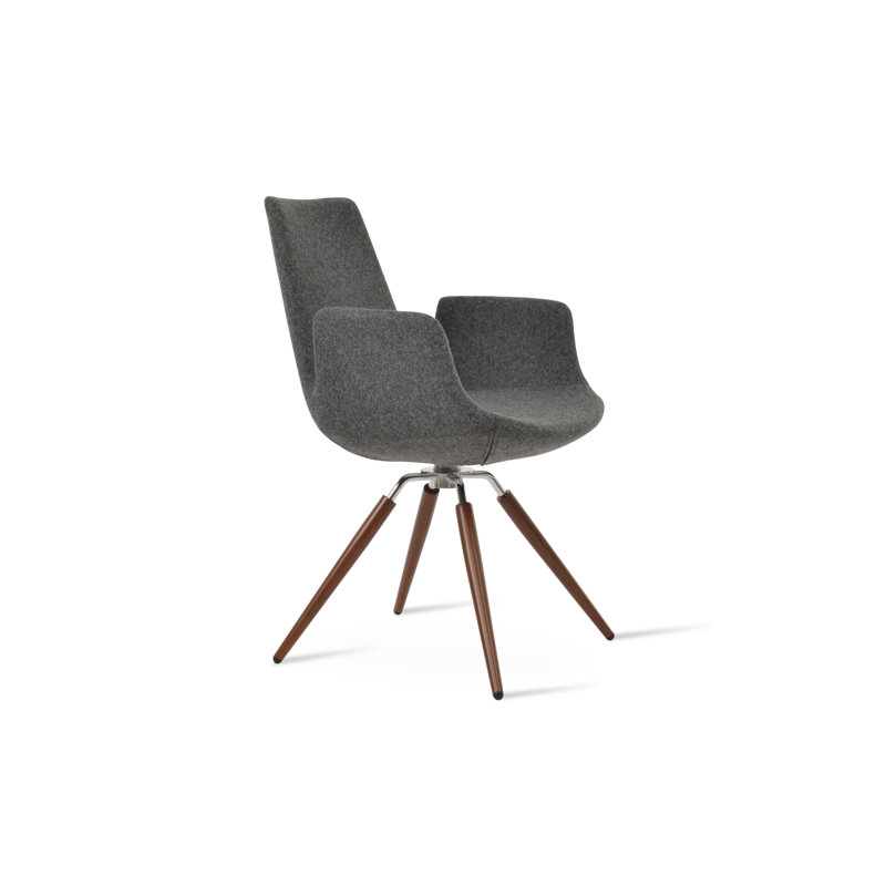 Fauteuil pivotant en laine Eiffel, Noyer, Gris foncé