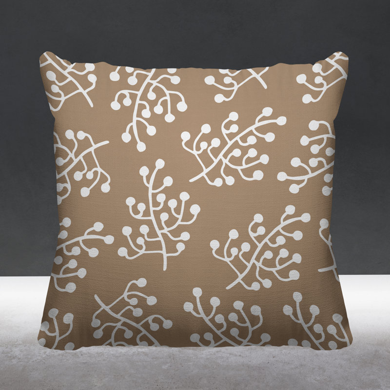 Coussin intérieur / extérieur Charis Wild Flower, 15 po x 15 po, Beige, Carré