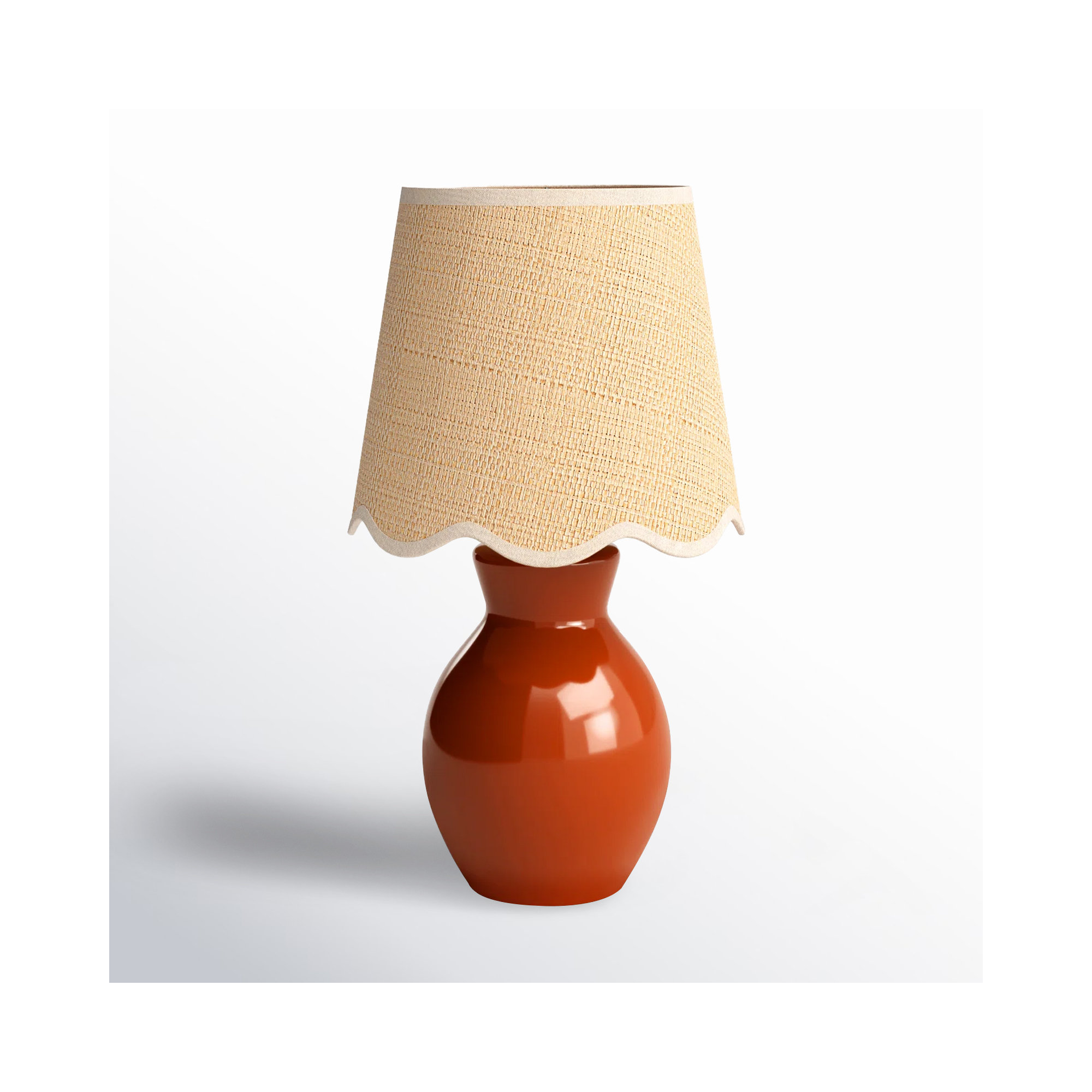 Momsen Scallop Shade Lamp, Brown, 15"" H x 8"" W x 8"" D, Natural