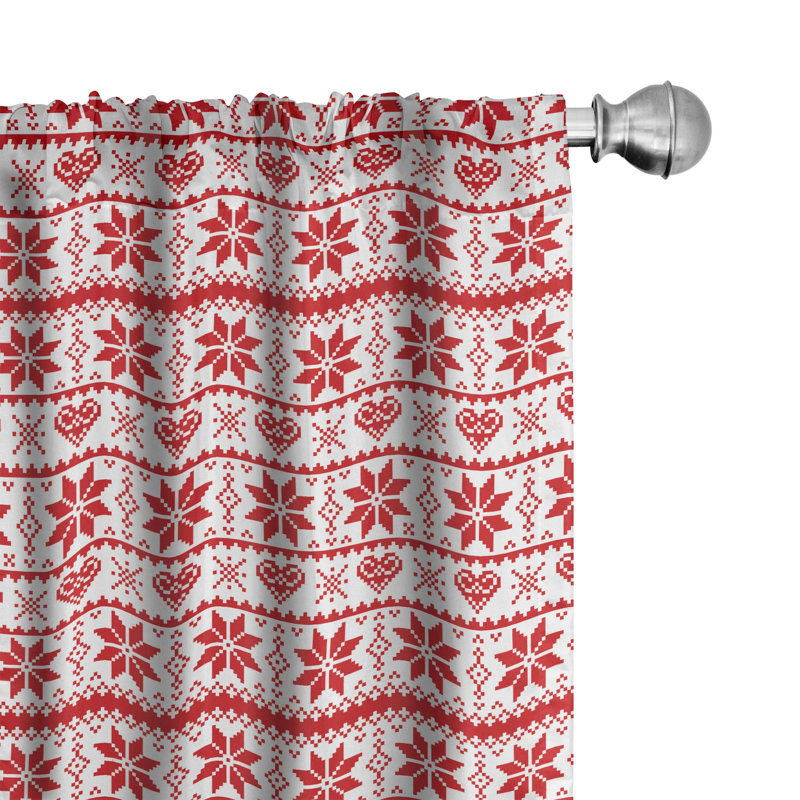 Christmas Geometric Semi-Sheer Rod Pocket Curtain Panels, 28" x 84"