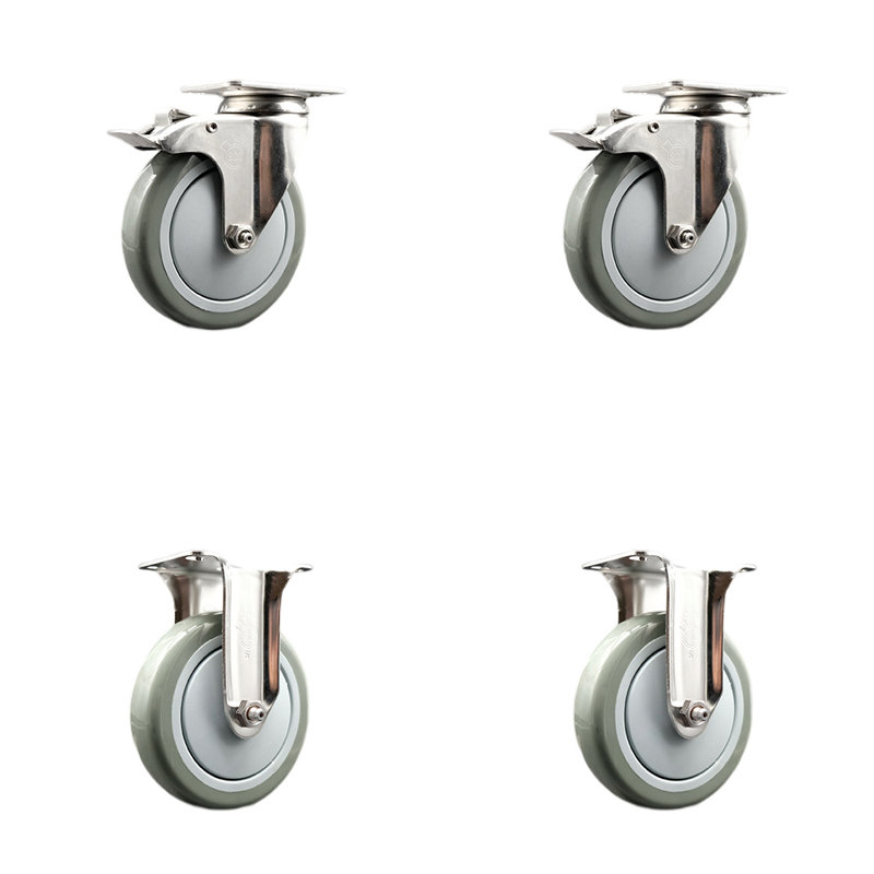 Roulettes en polyuréthane, gris