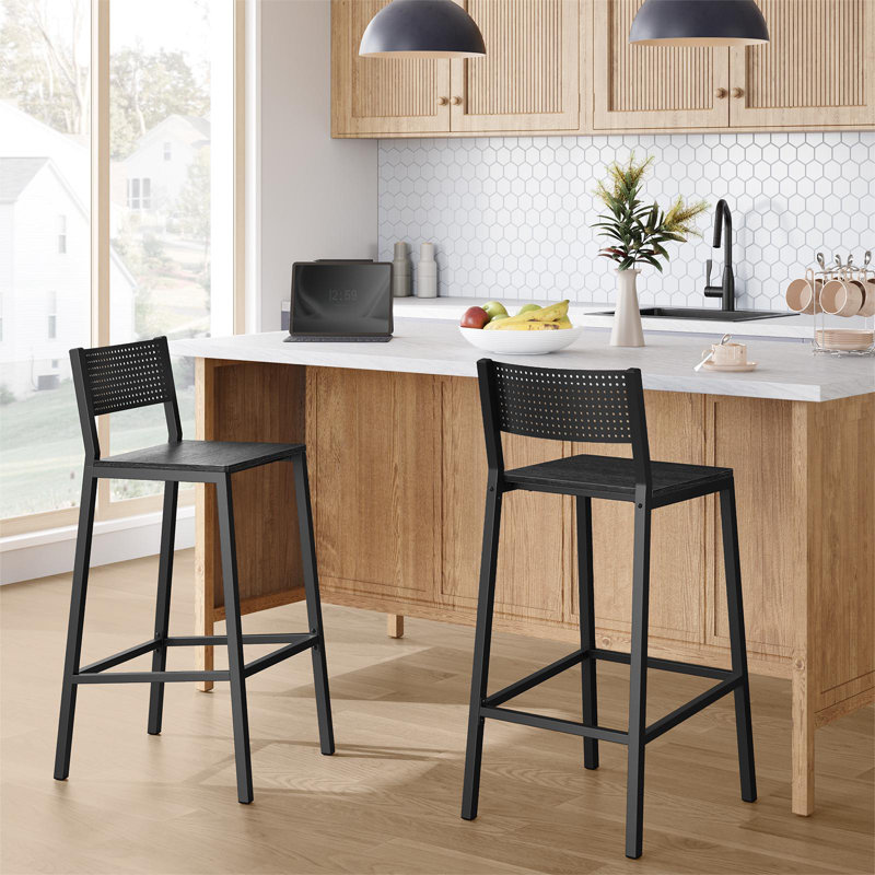 Counter Stool with Metal Frame, Black, 2