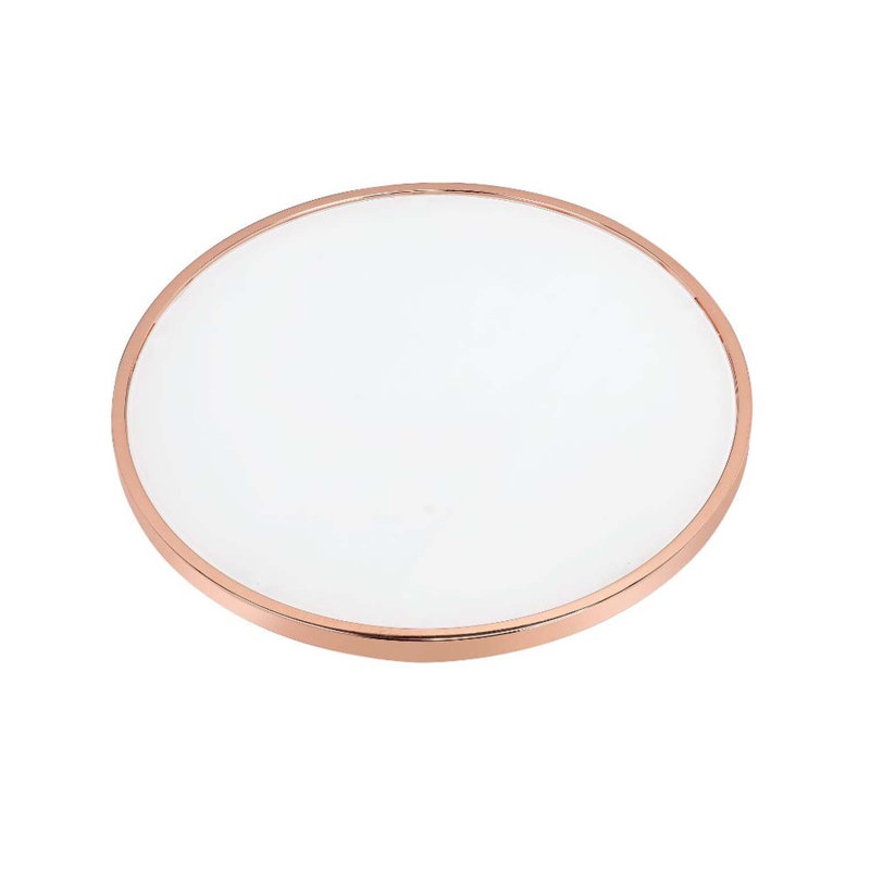 Table ronde Alivia (sans rangement), verre givré et finition or rose