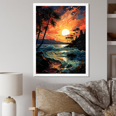 Boularderie, palmiers orange colorés, coucher de soleil IV sur toile
