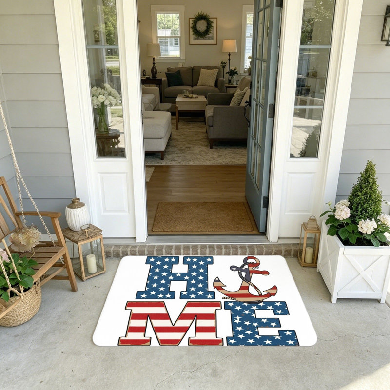 Tapis de bienvenue «Fourth of August Patriotic Home» 20 x 32