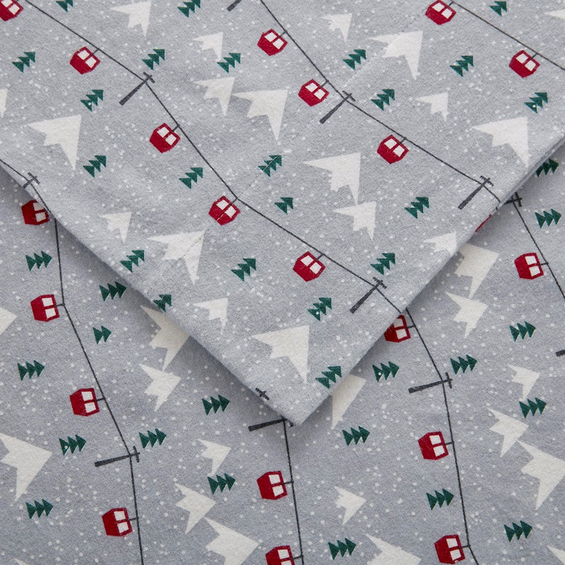 Ensemble de draps Gracie Mills Kayce, Ensemble literie pour lit simple, Gris / saut à ski