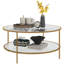 Grande table de salon en métal et verre avec rangement