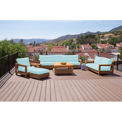 Crelake Teak 7 - Person Patio Conversation Set with Cushions
