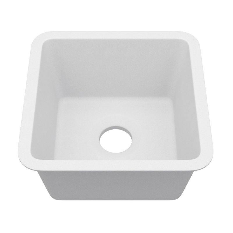 15-Inch Platinum Quartz Composite Drop-In Undermount Single Bowl  Kitchen/Bar Sink, White