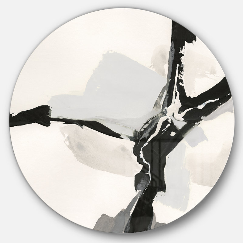 «Abstract Neutral III», reproduction d'art sur cercle métallique, H 36 po x l 36 po