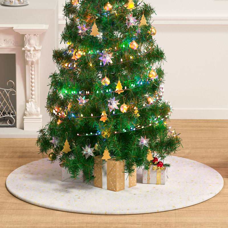 Jupe d'arbre de Noël, jupe d'arbre de Noël en velours pour décorations de fêtes de Noël, L 47 po