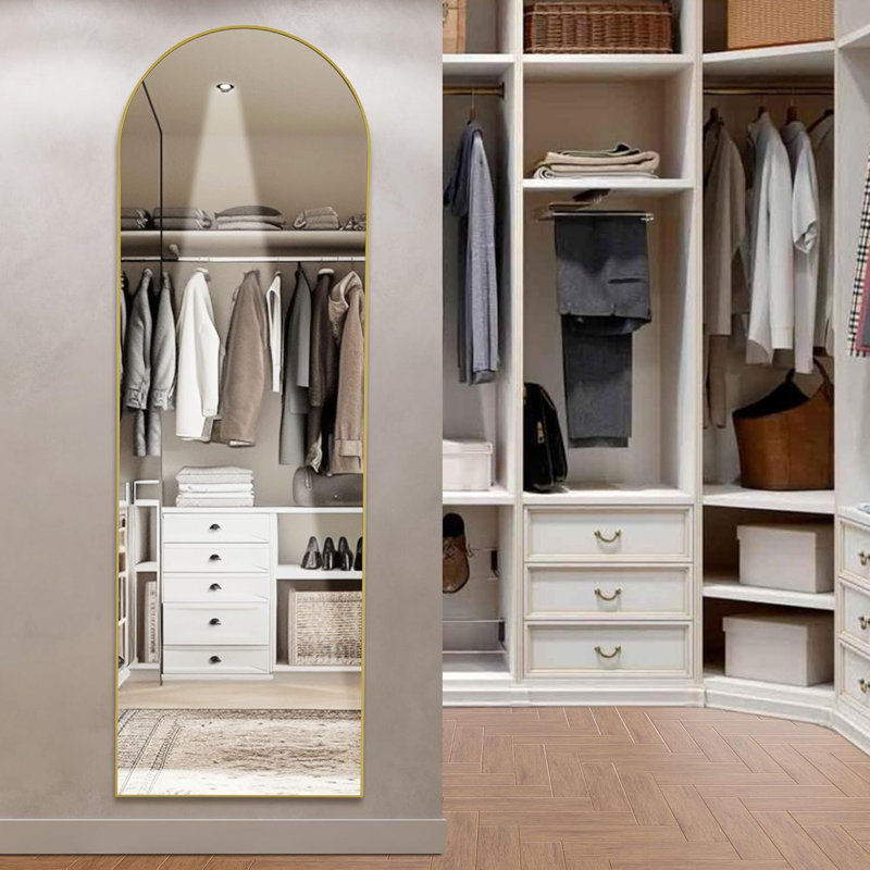 Arched Full-Length Mirror, 64" x 21", can be hung or leaned against the wall, long, classic gold, Classical Gold, 64" x 21"