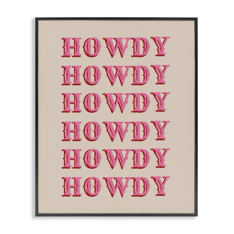 Giclée encadrée typographique «Howdy Pink», conception par CAD Designs, H 14 po x l 11 po, Giclée encadrée noir minuit