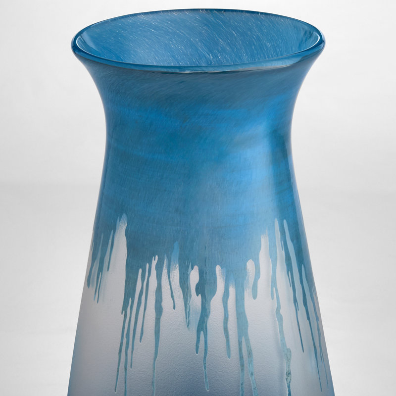Chuva Handmade Glass Table Vase, 13.5" H x 6.5" W x 6.5" D