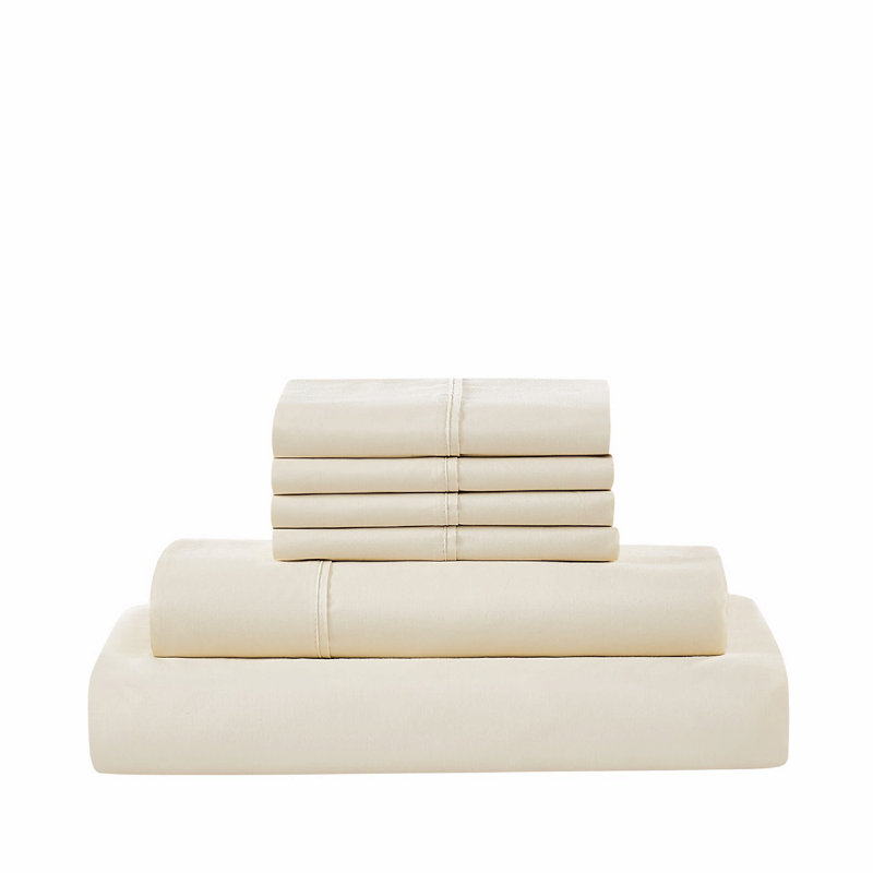 5th Avenue Lux 1200TC CVC Cooling Sheet Set, Cream, Queen Sheet Set with 4 Pillowcases