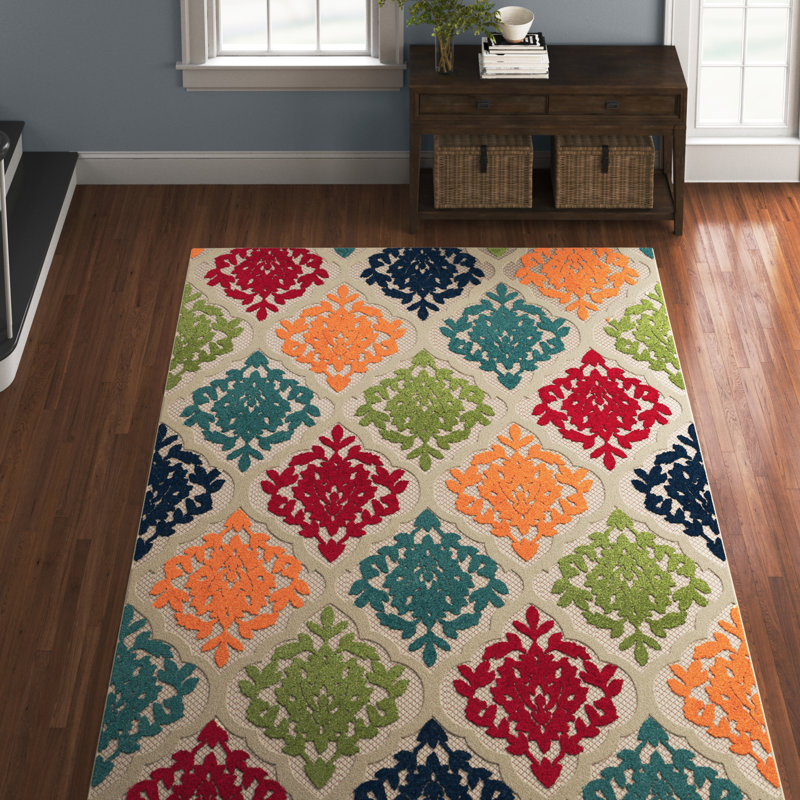 Tapis intérieur / extérieur tissé à la machine Abii, Rectangle 7 pi 11 po x 10 pi 3 po