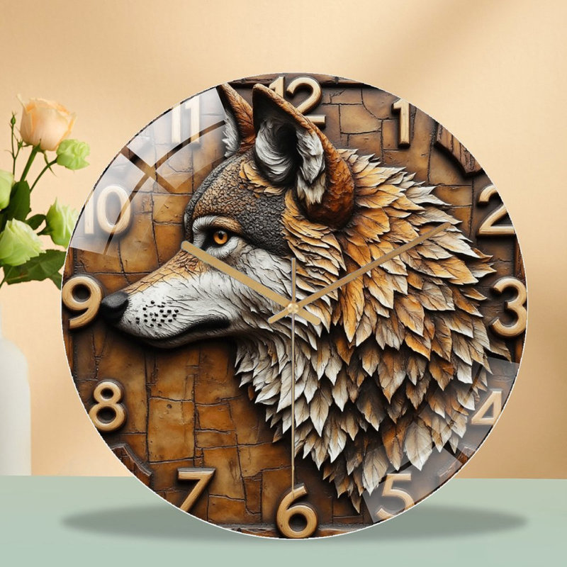 Horloge murale loup 12 po