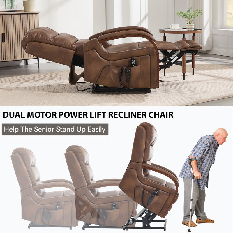 Fauteuil inclinable Power Leatheraire Lift, Brun