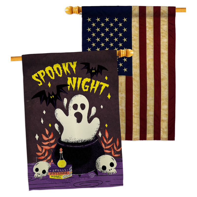 Double Sided 40'' H x 28'' W Polyester Halloween House Flag
