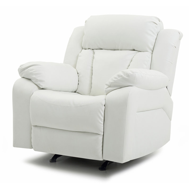 Élégant fauteuil inclinable blanc avec accoudoirs rembourrés, Blanc