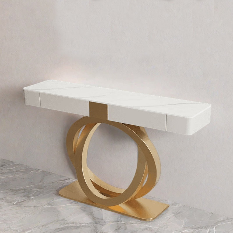 Console Nordic Light Luxury, Blanc, H 36,2 po x l 47,2 po x P 13,8 po , Doré