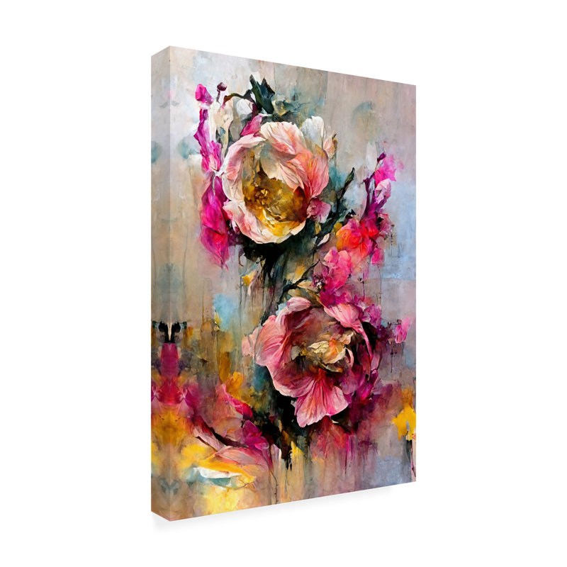 «Hairo Wild Roses On Canvas» par Treechild, reproduction, H 32 po x l 22 po x P 2 po