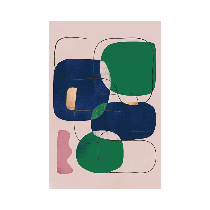 Abstract Agate Green Geometric II 1 Piece Wall Art on Canvas, 30.48 cm H x 45.72 cm W, Wrapped Canvas