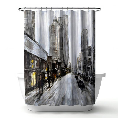 Shower Curtain CI67 – Polyester Shower Curtain, Dye Sublimation Print, 71" W × 74" L