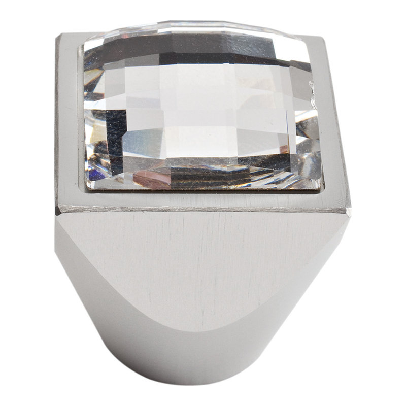 Crystal 1" Length Square Knob, Matte Chrome