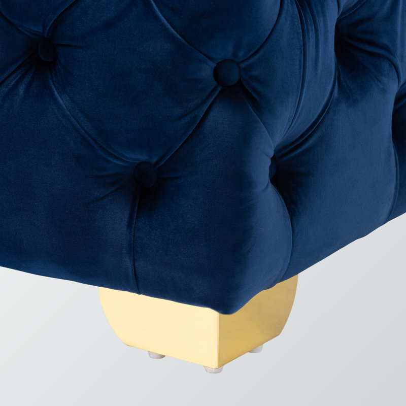 Kylin Velvet Ottoman, Blue