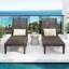 Ensemble de 2 chaises longues d'extérieur en résine avec dossier réglable (ensemble de 2) pour terrasse, bord de piscine ou plage, brun foncé, 2 pièces