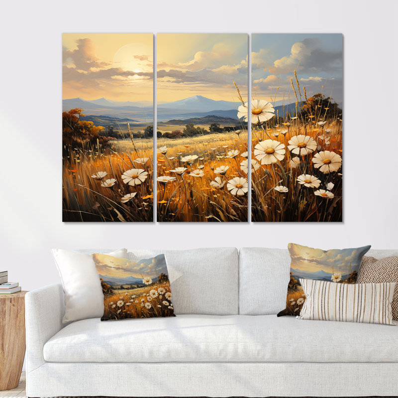 Beautiful Beautiful Warm Flowers Field - Ensemble de décoration murale fleur, H 32 po x l 48 po x P 1 po