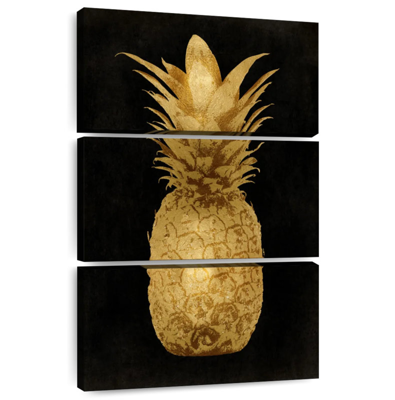 Yarlin Gold Pineapple On Black I, 38" H x 24" W