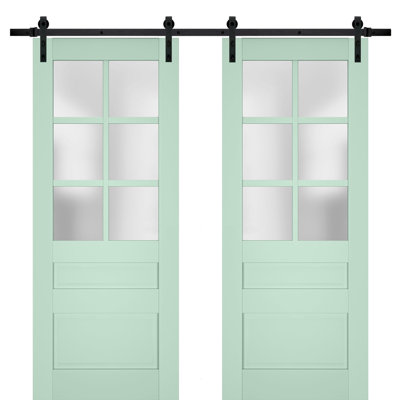 Veregio Frosted Glass Paneled Wood Barn Doors