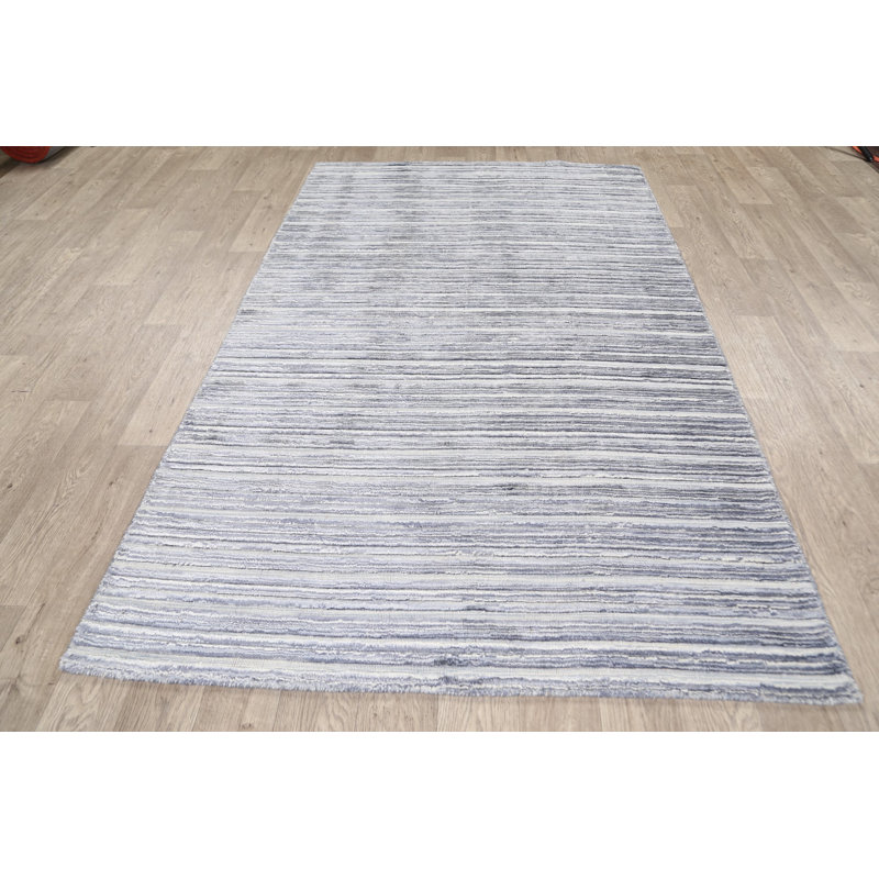 Tapis décoratif en laine noué à la main de conception unique 4 pi 10 po x 7 pi 11 po noué à la main New Age