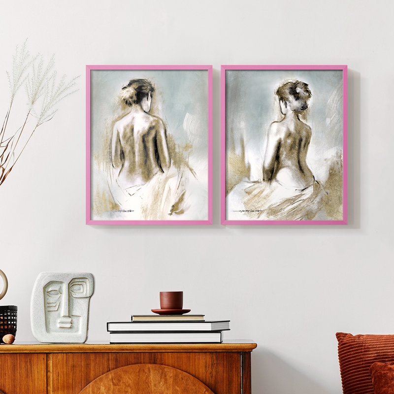 Figure in Golden Light I-Premium Framed Print -Ready to Hang - No Nails Required - No Nails Required, Pink, 29" H x 23" W