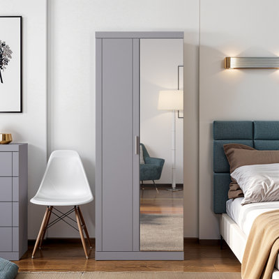 2 Door Wardrobe with Mirror