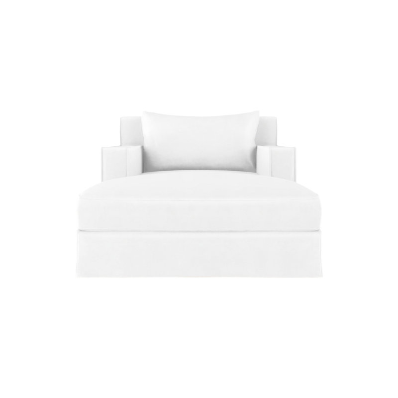 Chaise longue Mulberry, Patiné, Cuir rétro blanc