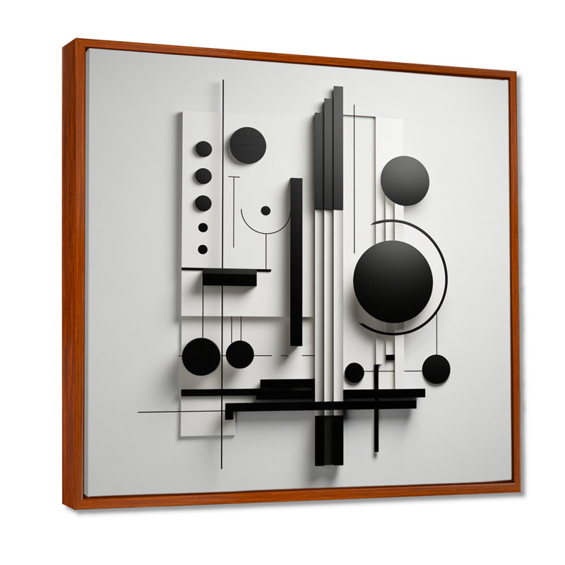 «Geometric Essence Monochrome Balance II - Minimalisme», art mural, Toile avec cadre flottant brun