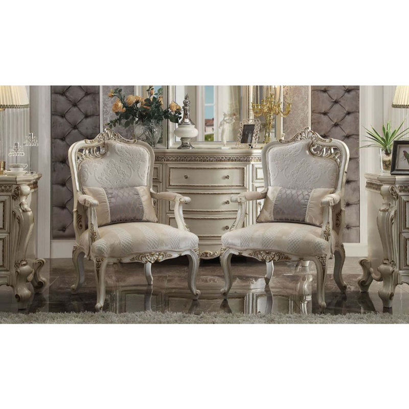 Picardy 27" Right Facing Leaf Chair W/Pillow, Gray Fabric